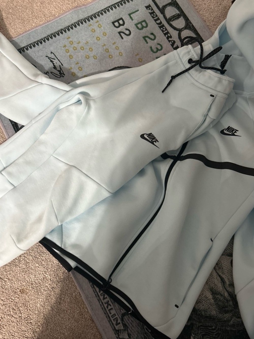 Nike Men’s Pale Blue Athletic Shorts with Black Logo
